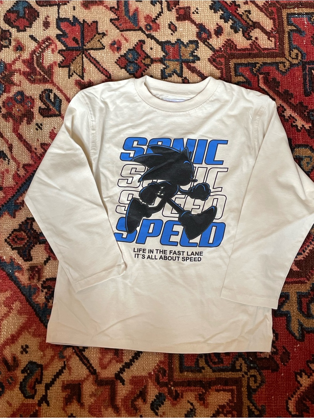 Zara Cream Sonic The Hedgehog Graphic Long Sleeve Tee size 6/7 boys